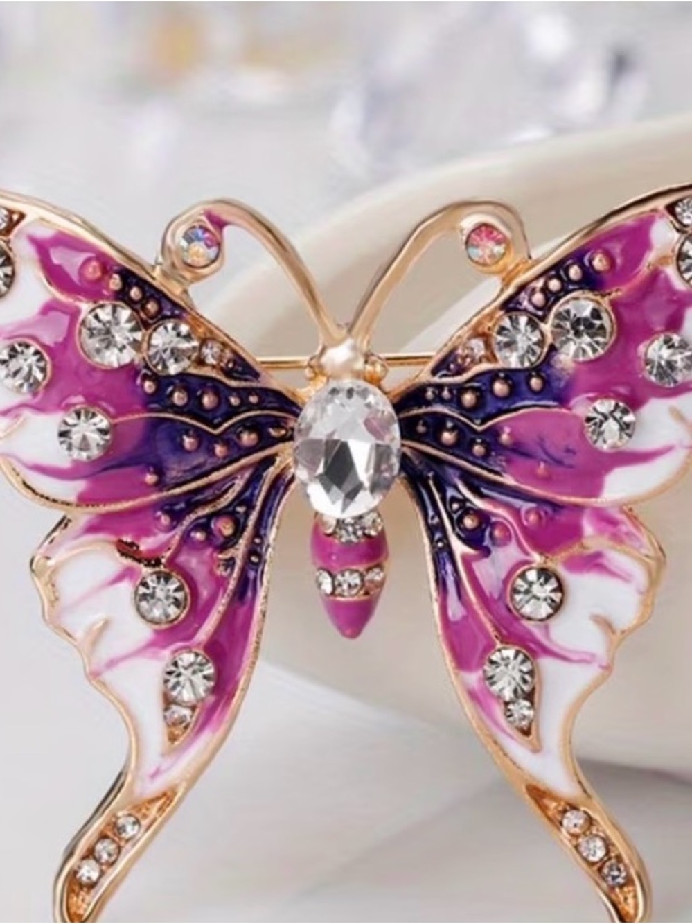 Pink and Purple Butterfly Crystal Brooch - Women Jewelry